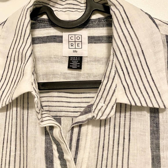 CORE / Striped Linen Blouse / US XS / New - Picture 2 of 4